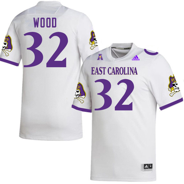 East Carolina Pirates #32 Julius Wood College Football Jerseys,Uniforms-White